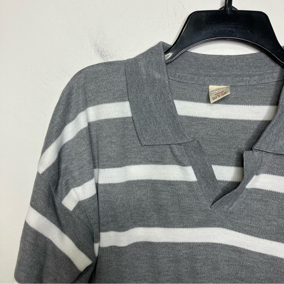Better unsaid gray & white striped collared sweater women’s size large business - Picture 4 of 7